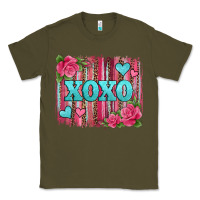 Army Green xoxo valentines day leopard glitter brushstroke Classic Tee - Jasminsmagicworld