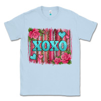Dusty Blue xoxo valentines day leopard glitter brushstroke Classic Tee - Jasminsmagicworld
