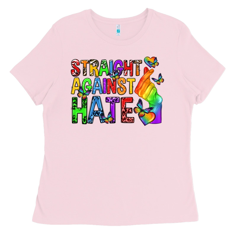 Straight Against Hate Pride Lgbtq Ladies Tee by texasbilliewilder | Teevron