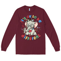 Burgundy it's ok to be different Long Sleeve Tee - MaliasSmallBusiness