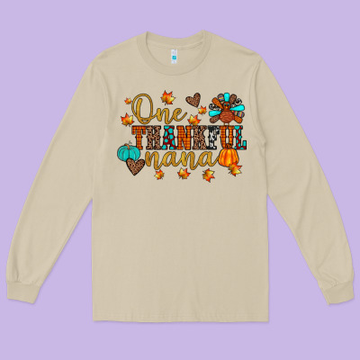 One Thankful Nana Long Sleeve Tee Designed By Jahusdesignshop