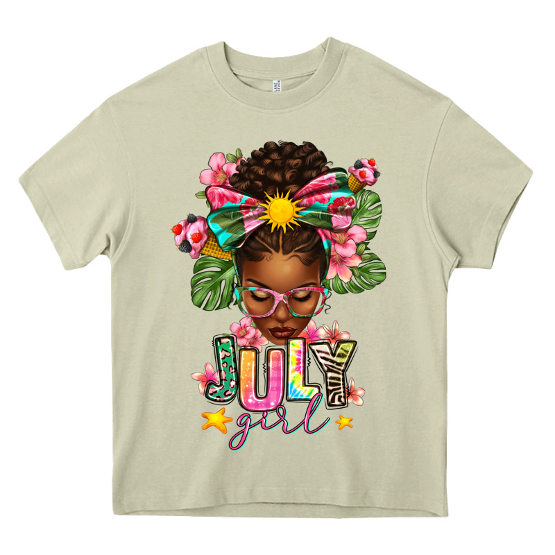 July Girl Afro Woman Summer Heavy Core Tee by texasbilliewilder | Teevron