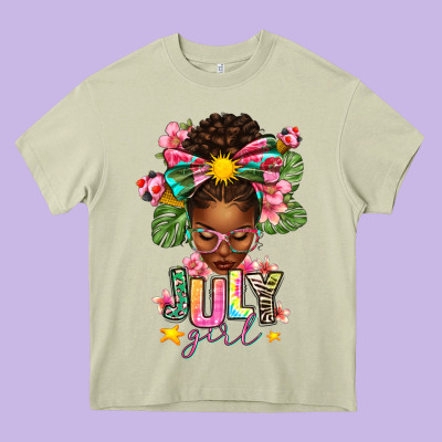 July Girl Afro Woman Summer Heavy Core Tee Designed By Texasbilliewilder