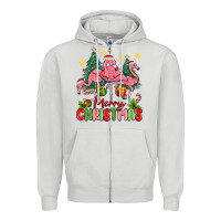 Dove Grey merry christmas flamingos Zipper Hoodie - MaliasSmallBusiness