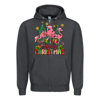 Smoke merry christmas flamingos Zipper Hoodie - MaliasSmallBusiness