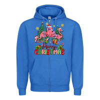 True Royal merry christmas flamingos Zipper Hoodie - MaliasSmallBusiness
