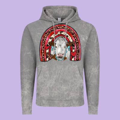 Valentines Simmental  Rainbow Vintage Hoodie Designed By Jahusdesignshop