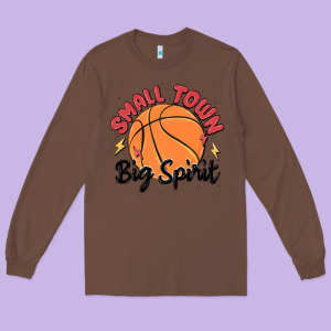 Small Town Big Spirit Long Sleeve Tee Designed By Maliassmallbusiness