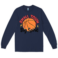 Navy small town big spirit Long Sleeve Tee - MaliasSmallBusiness