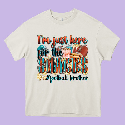 I'm Just Here For The Snacks #american Football Br Heavy Core Tee Designed By Zillion Design Studio
