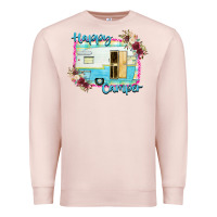 Pale Pink Happy Camper With Flowers Premium Sweatshirt - Bettercallsaul