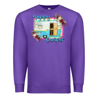 Purple Happy Camper With Flowers Premium Sweatshirt - Bettercallsaul