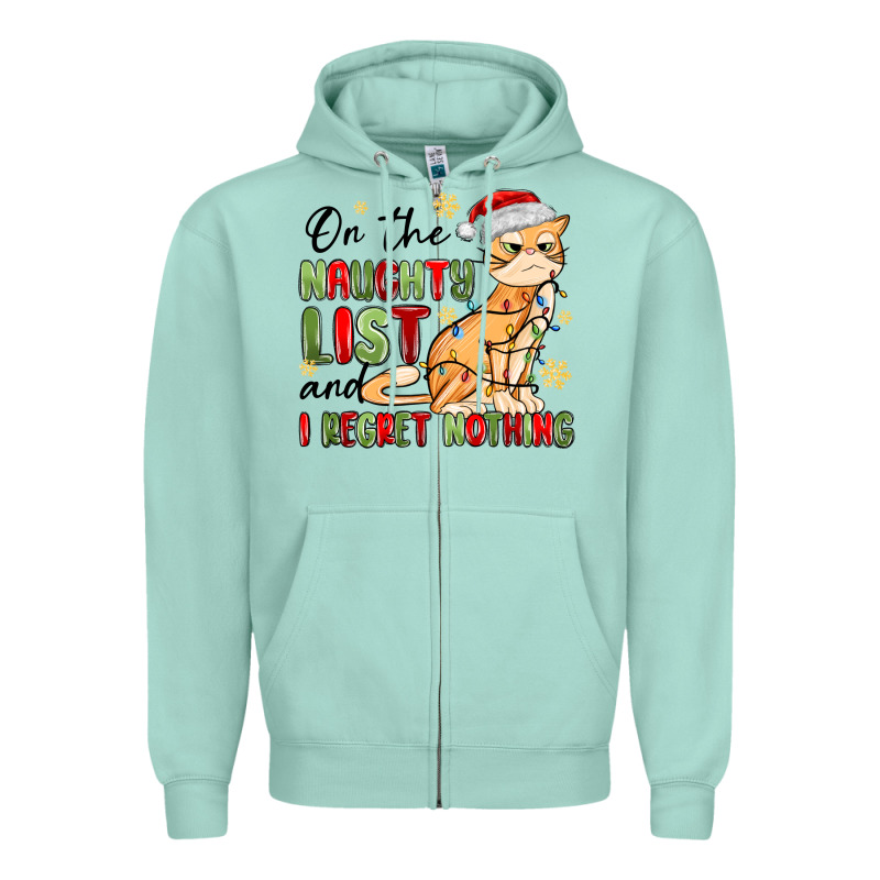 On The Naughty List And I Regret Nothing Zipper Hoodie by MaliasSmallBusiness | Teevron