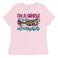 Bubblegum Pink i'm a simple woman Ladies Tee - JahusDesignShop