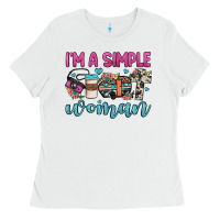White i'm a simple woman Ladies Tee - JahusDesignShop