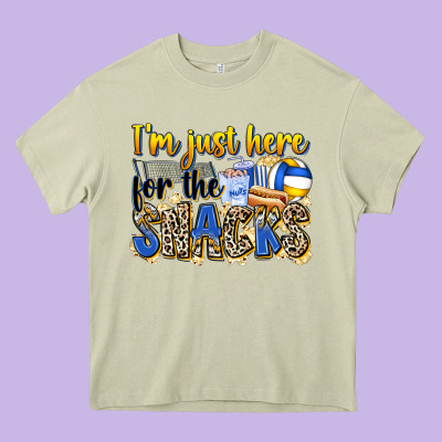 I'm Just Here For The Snacks Volleyball Heavy Core Tee Designed By Zillion Design Studio