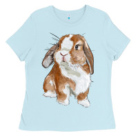 Baby Blue Cute Bunny Ladies Tee - RanaPortraitStore