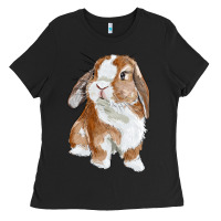 Black Cute Bunny Ladies Tee - RanaPortraitStore