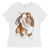 White Cute Bunny Ladies Tee - RanaPortraitStore