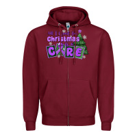 Burgundy all i want for christmas is a cure pancreatic canc Zipper Hoodie - MaliasSmallBusiness