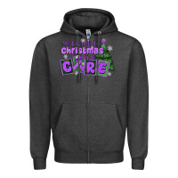 Charcoal Heather all i want for christmas is a cure pancreatic canc Zipper Hoodie - MaliasSmallBusiness