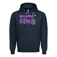 Navy all i want for christmas is a cure pancreatic canc Zipper Hoodie - MaliasSmallBusiness
