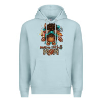 Blue Mist American Football Mom Afro Messy Bun Premium Hoodie - texasbilliewilder