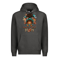 Charcoal Heather American Football Mom Afro Messy Bun Premium Hoodie - texasbilliewilder