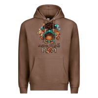 Chestnut American Football Mom Afro Messy Bun Premium Hoodie - texasbilliewilder