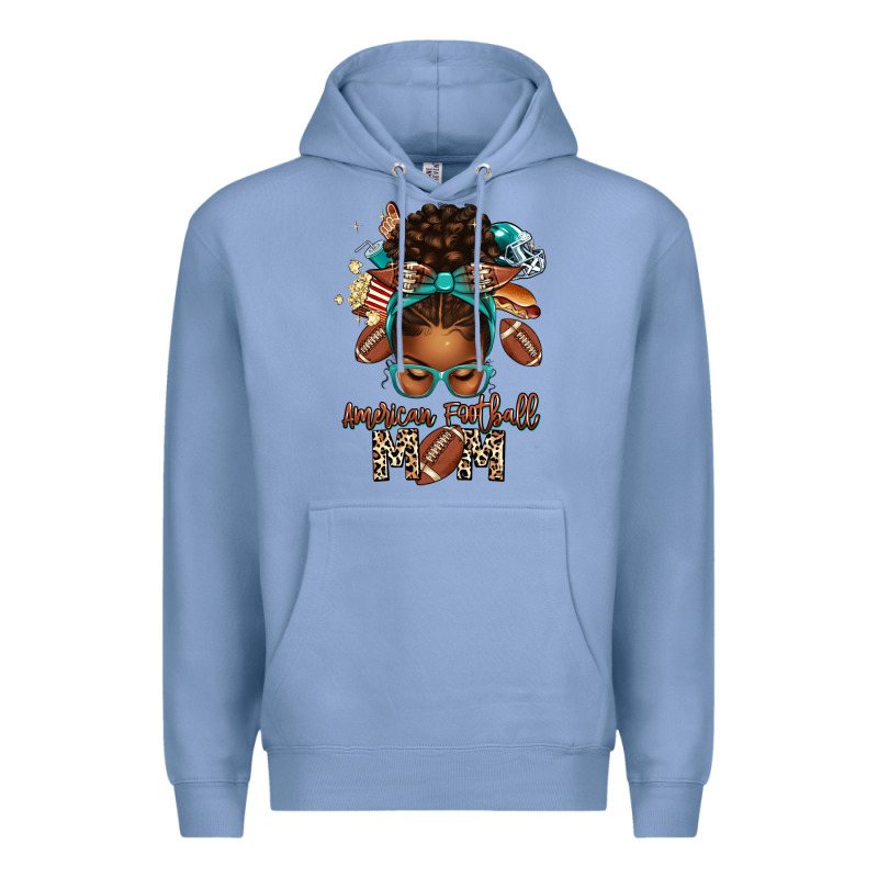 American Football Mom Afro Messy Bun Premium Hoodie by texasbilliewilder | Teevron