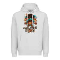 Dove Grey American Football Mom Afro Messy Bun Premium Hoodie - texasbilliewilder