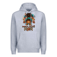 Heather Grey American Football Mom Afro Messy Bun Premium Hoodie - texasbilliewilder