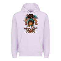 Lilac American Football Mom Afro Messy Bun Premium Hoodie - texasbilliewilder