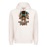 Pale Pink American Football Mom Afro Messy Bun Premium Hoodie - texasbilliewilder