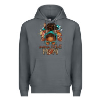 Rock American Football Mom Afro Messy Bun Premium Hoodie - texasbilliewilder