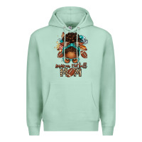 Seafoam American Football Mom Afro Messy Bun Premium Hoodie - texasbilliewilder