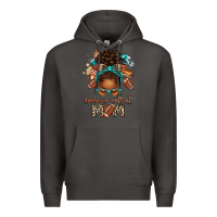 Smoke American Football Mom Afro Messy Bun Premium Hoodie - texasbilliewilder