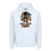 White American Football Mom Afro Messy Bun Premium Hoodie - texasbilliewilder