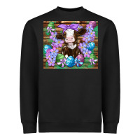 Black easter cow eggs flowers daisys Heavyweight Sweatshirt - Artiststas