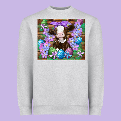 Easter Cow Eggs Flowers Daisys Heavyweight Sweatshirt Designed By Artiststas
