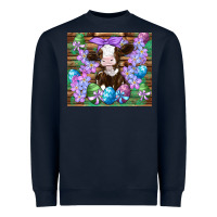 Navy easter cow eggs flowers daisys Heavyweight Sweatshirt - Artiststas