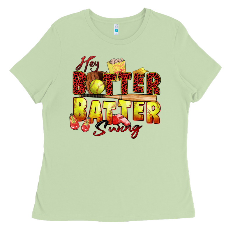 Hey Batter Batter Swing Softball Ladies Tee by Zillion Design Studio | Teevron