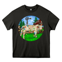 Asphalt christmas charolais bull and barnyard Heavy Core Tee - RanaPortraitStore