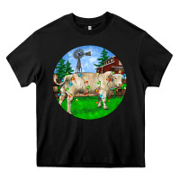 Black christmas charolais bull and barnyard Heavy Core Tee - RanaPortraitStore