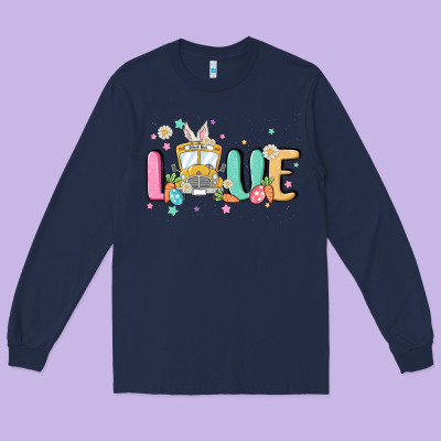 Love School Bus Long Sleeve Tee Designed By Maliassmallbusiness