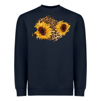 Navy sunflower leopard patch Heavyweight Sweatshirt - AdoDesignShop