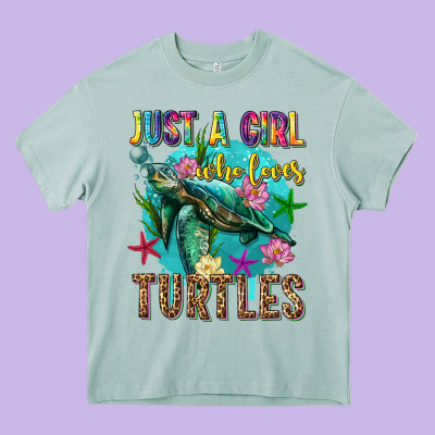Just A Girl Who Loves Turtles Heavy Core Tee Designed By Texasbilliewilder