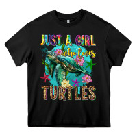 Black just a girl who loves turtles Heavy Core Tee - texasbilliewilder