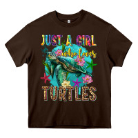 Chocolate Brown just a girl who loves turtles Heavy Core Tee - texasbilliewilder