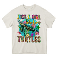 Cream just a girl who loves turtles Heavy Core Tee - texasbilliewilder